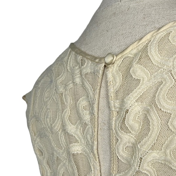 Adrianna Papell Ivory Jacquard Embroidered Lace Overlay Sheath Midi Dress Size 6 - Picture 14 of 16